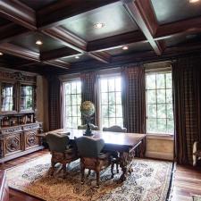 Wood grained coffer ceilings and Europeon plaster walls Study